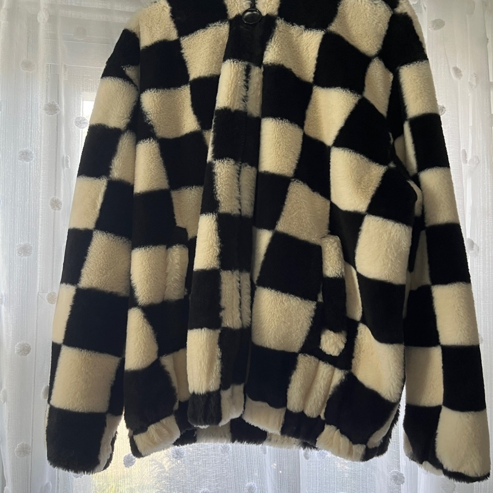 H&M Black and White Fleece Jacket